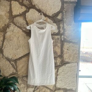 Sail To Sable Anthropologie Eyelet White Keyhole Detail Mini Spring summer Dress